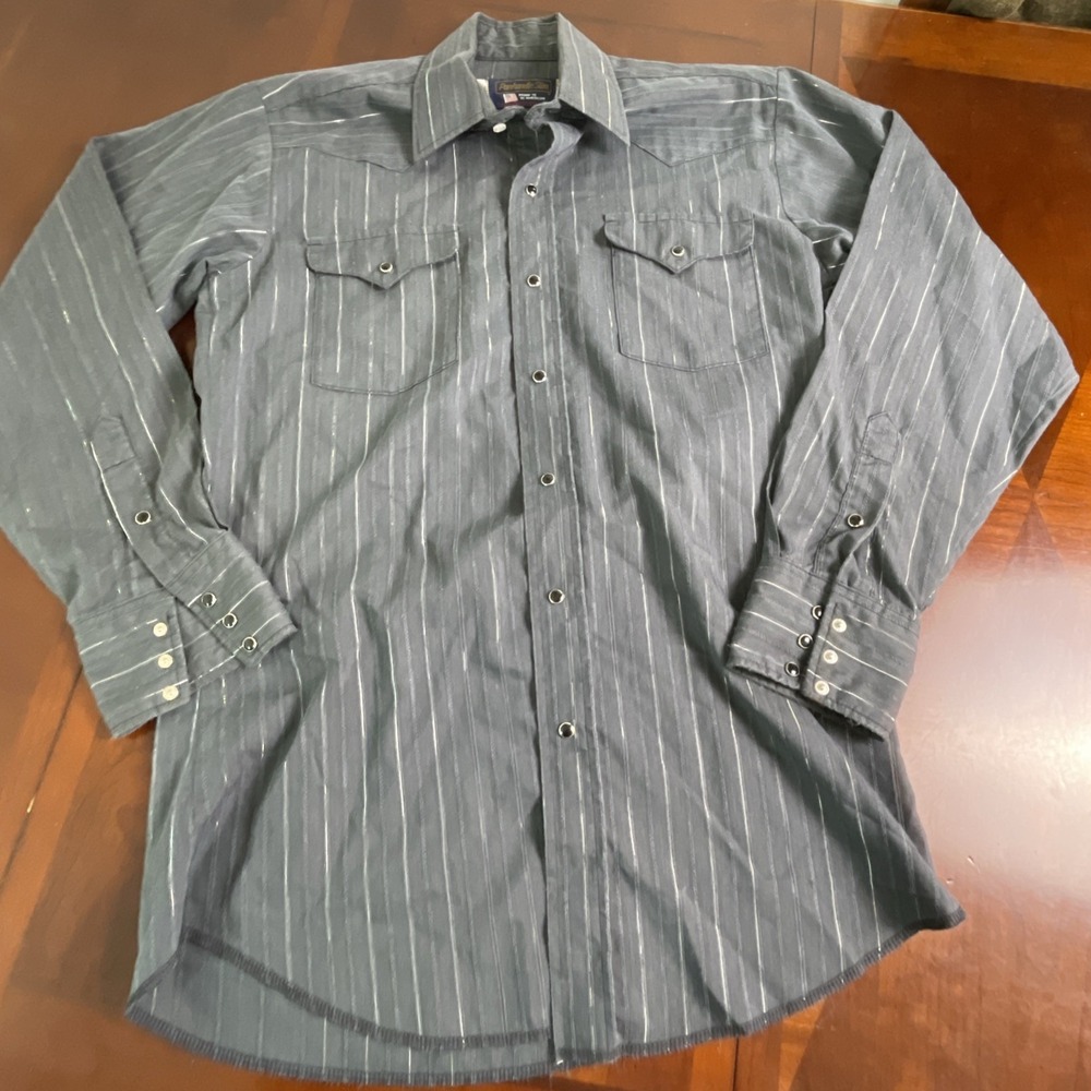 Vintage Panhandle Slim Mens L/S Western Pearl Snap Shirt 15 1/2-34
